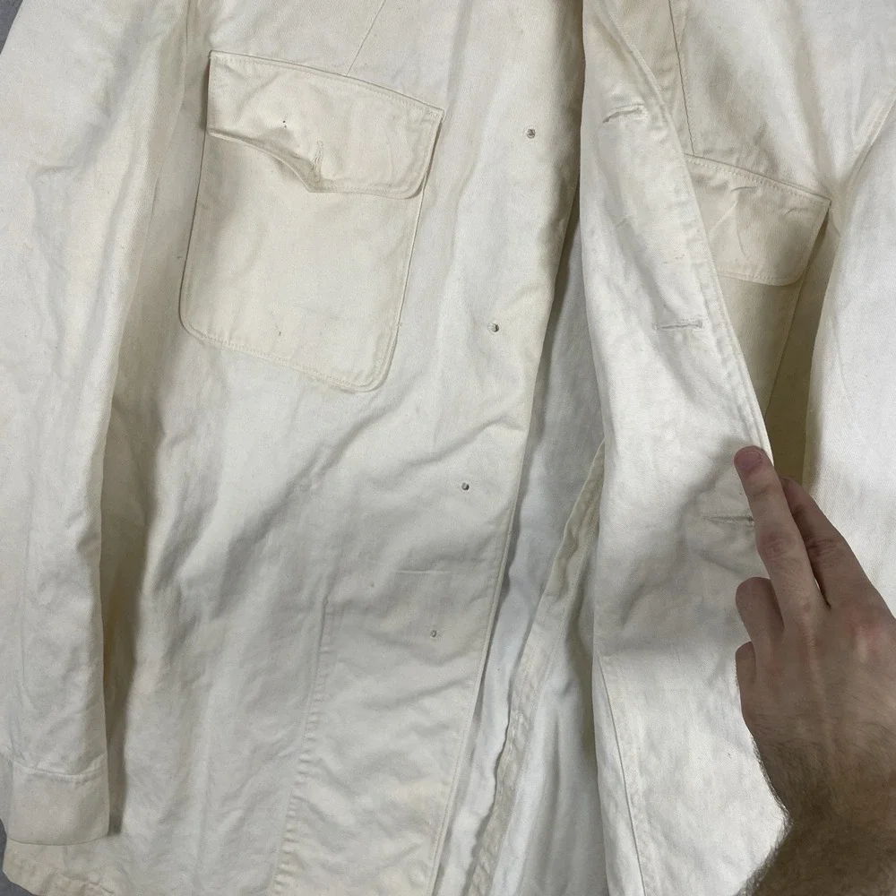 True Vtg 30s 40s Sanforized White Cotton Twill Chore Uniform Jacket Portlite